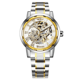 trendha Business Skeleton Dial Steel Band Waterproof Men Automatic Mechanical Watch Wristwatch