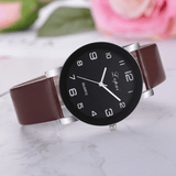 trendha LVPAI P383 Fashion Casual Simple Big Dial PU Leather Strap Women Quartz Watch