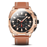 trendha MEGIR 2128 Sport Men Watch Luminous Date Display Chronograph Waterproof Leather Strap Quartz Watch