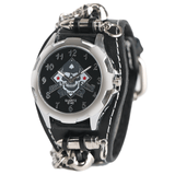 trendha Vintage Square Dial Men Watch Hollow Skull Leather Quartz Watch