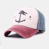 elvesmall Unisex Make-Old Pirate Ship Anchor Pattern Ivy Cap Outdoor Suncreen Baseball Hats Stretch Fit Cap