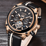 trendha LIGE 9921 Rectangle Dial Men Wrist Watch Calendar Luminous Display Automatic Mechanical Watch