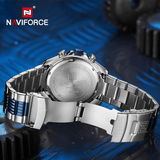 trendha NAVIFORCE 9185 Luminous Display Calendar Full Steel Quartz Watch Fashionable Waterproof Men Watches