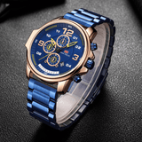 trendha MINIFOCUS 0229G Full Steel Business Style Men Wristwatch Calendar Multifunction Quartz Watch