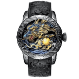 trendha BIDEN BD129 Retro Dragon Chinese Style Men Wrist Watch Waterproof Silicone Band Quartz Watch