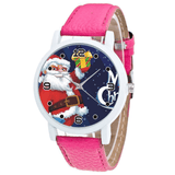 trendha Cartoon Santa Claus with Starry Sky Pattern PU Leather Strap Kid Watch Fashion Children Quartz Watch