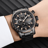 trendha LIGE 9902 Multifunction Chronograph Fashion Men Wrist Watch Waterproof Steel Case Quartz Watch