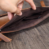 elvesmall Men PU Leather Vintage Brown Anti-Theft Clutch Bags Wallet