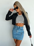 elvesmall Women's American Style Summer Street Trend Denim Patchwork Skirt