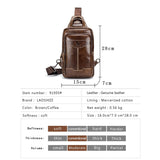 elvesmall Men Genuine Leather Waxed Leather Cowhide Retro Fashion Business Chest Bag Shoulder Bag