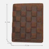 elvesmall Men Genuine Leather Plaid Pattern RFID Anti-theft Personality Leather Wallet