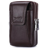 elvesmall Men Genuine Leather Waist Bag Phone Bag For Outdoor Travel Daily