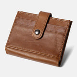 elvesmall Men Genuine Leather Embossed Retro Business Multi-slot Leather Card Holder Wallet