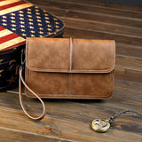 elvesmall Men Faux Leather Retro Business Large Capacity Clutch Bag Hand-carry Wallet