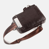 elvesmall Men Genuine Leather Multifunction Multi-Carry Outdoor Travel Cowhide Crossbody Bag Backpack