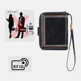 elvesmall Unisex Genuine Leather RFID Blocking Anti-theft Organ Shape Multi-slot Main Pocket Card Bag Card Holder Wallet