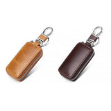 elvesmall Men Genuine Leather Zipper Car Key Case Key Bag