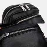 elvesmall Men PU Leather Multi-pocket Large Capacity Vintage Crossbody Bag Chest Bag Sling Bag