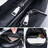 elvesmall Men Cowhide Genuine Leather Multi-Pocket Double Zipper Breathable Retro Chest Bags Crossbody Bag Shoulder