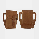 elvesmall Men Genuine Leather Retro Outdoor Sport 6.3 Inch Phone Bag Waist Bag With Belt Loop
