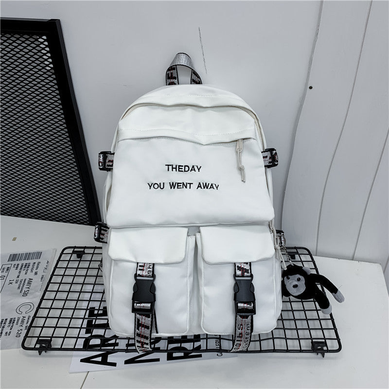 elvesmall Backpack Female New Korean Style Fashion Brand College Style Schoolbag Male College Student Leisure Simple Backpack