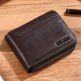 elvesmall Men Genuine Leather Business Retro Cowhide Multifunction Card Holder Wallet