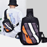 elvesmall Men Oxford Cloth Casual Fashion Waterproof Outdoor Storage Chest Bag Crossbody Bag