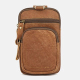 elvesmall Men Genuine Leather Multi-pocket Belt Bag Retro 6.5 Inch Phone Bag Waist Bag With Hook