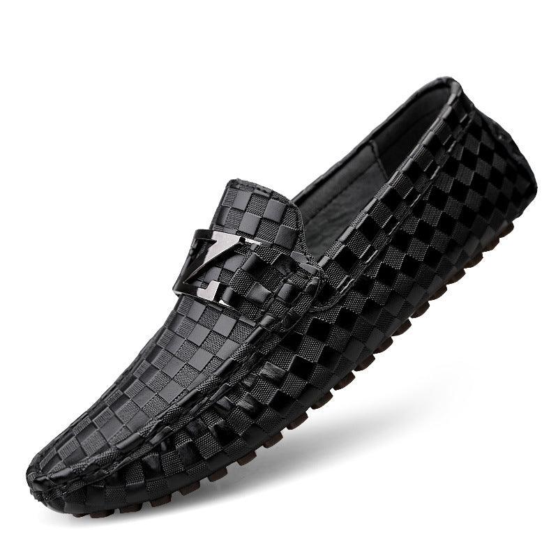 elvesmall Men's Plus Size Casual Leather Shoes Pedal Peas