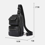 elvesmall Men PU Leather Multi-pocket Large Capacity Vintage Crossbody Bag Chest Bag Sling Bag