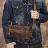 elvesmall Men Genuine Leather Retro Fashion Adjustable Crossbody Bag Shoulder Bag