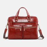 elvesmall Men Genuine Leather Vintage Retro Multi-layer Handbag Business Bag