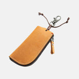 elvesmall Men Genuine Leather Cowhide Mini Easy Carry Hanging Car Key Bag Keychain Wallet