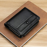elvesmall Men Faux Leather Retro Business Trifold Multi-slot Card Holder Wallet