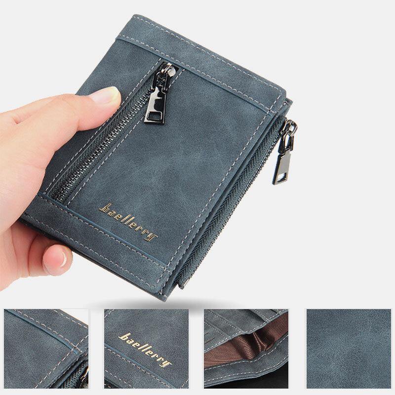 elvesmall Men Faux Leather Fashion Casual Multi-slot Card Holder Wallet