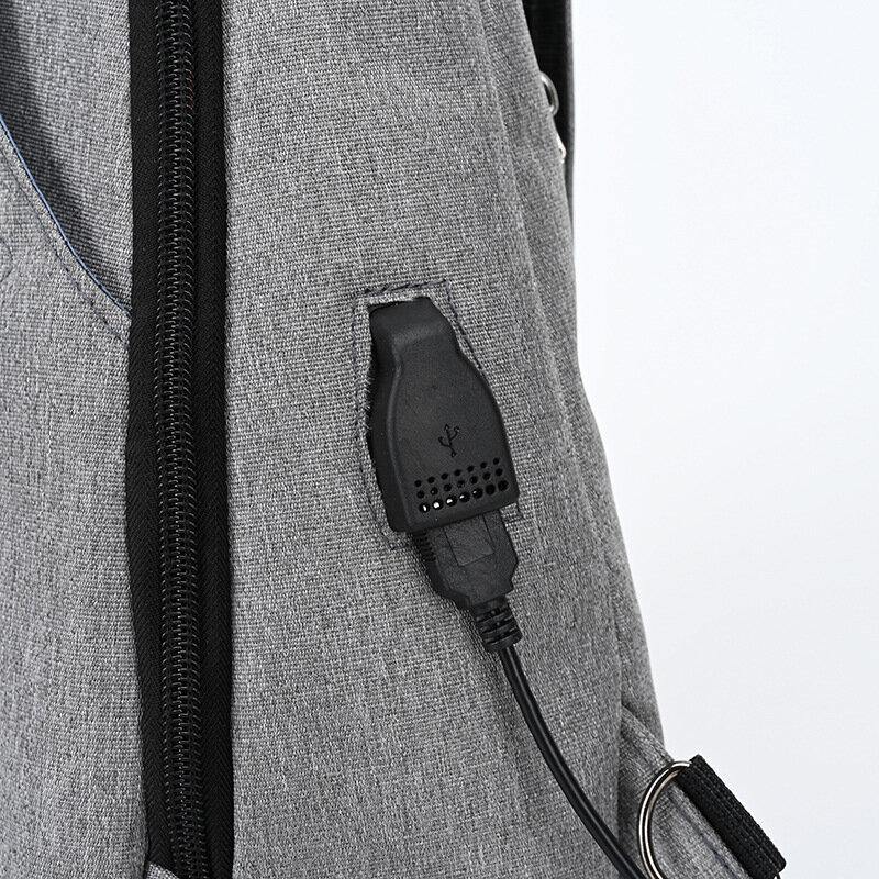 elvesmall Men Multifunction Waterproof USB Chargeable Headphone Hole Chest Bags Backpack Shoulder Bag Crossbody Bags