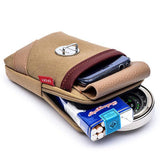 elvesmall Men Canvas&Leather Belt Phone Bag Waist Bag Outdoor Crossbody Bag for 5.5 in Phones