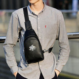elvesmall Men Genuine Leather Animal Patterns Fashion Cool Business Shoulder Bag Chest Bag