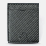 elvesmall Men Multifunction Business RFID Carbon Fiber US Dollar Clip Card Trade Short Multi-card Slots Wallet