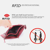 elvesmall Men Genuine Leather RFID Blocking Anti-theft Retro Business Double Zipper Card Holder Wallet