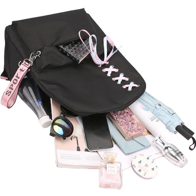 elvesmall Backpack Korean Style USB Charging Student Female Large-capacity Backpack
