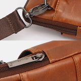 elvesmall Men Genuine Leather Cowhide Vintage Business 6.5 Inch Phone Bag Crossbody Bag Waist Bag Sling Bag
