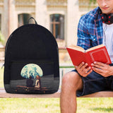 elvesmall Unisex Oxford Environmental Protection Space Planets Earth And Moon Print School Bag Backpack