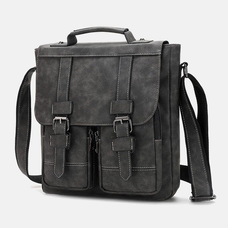 elvesmall Men PU Leather Multi-pockets Vintage Casual Waterproof Breathable Crossbody Bags Shoulder Bags