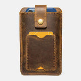 elvesmall Men Genuine Leather Vintage 5.8 Inch Phone Bag Card Case Cowhide Waist Bag