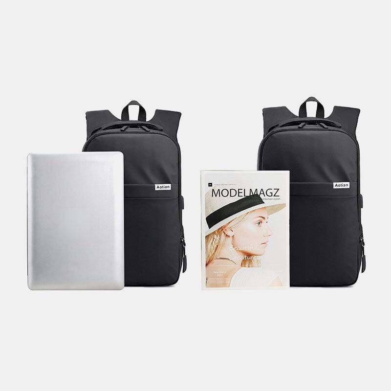 elvesmall Men USB Charging Outdoor Nylon Travel Waterproof Large Capacity 13 Inch Laptop Bag Travel Bag Backpack