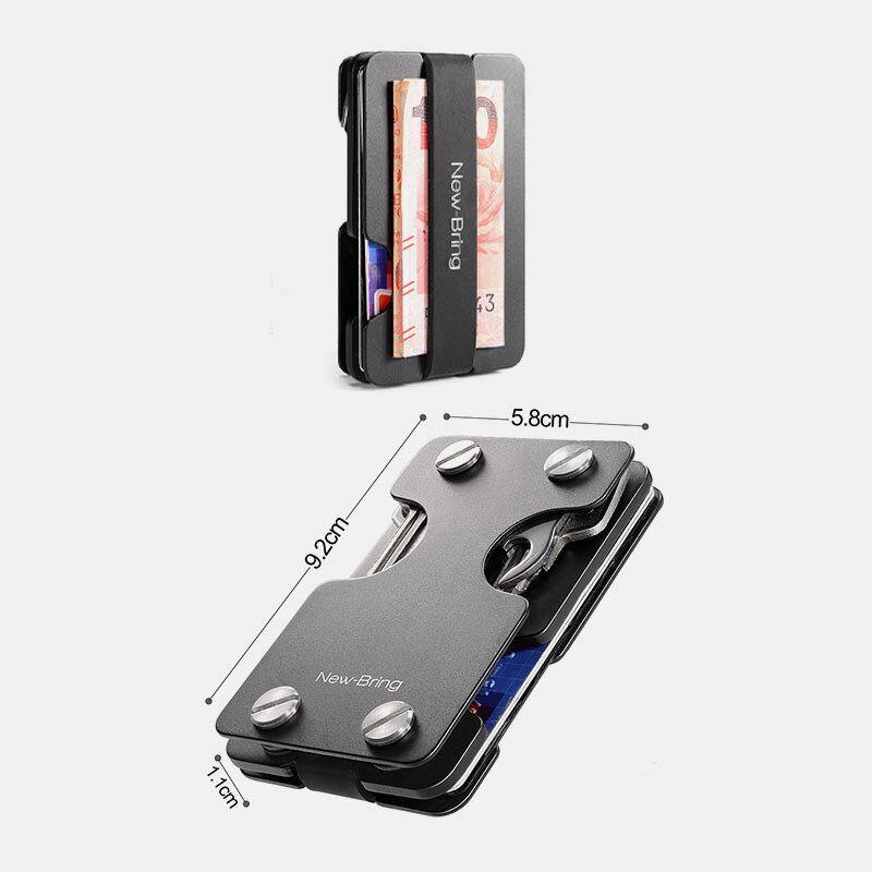 elvesmall Men One-piece EDC RFID Aluminum Multifunction Tool Keychain Card Case Wallet Money Clip