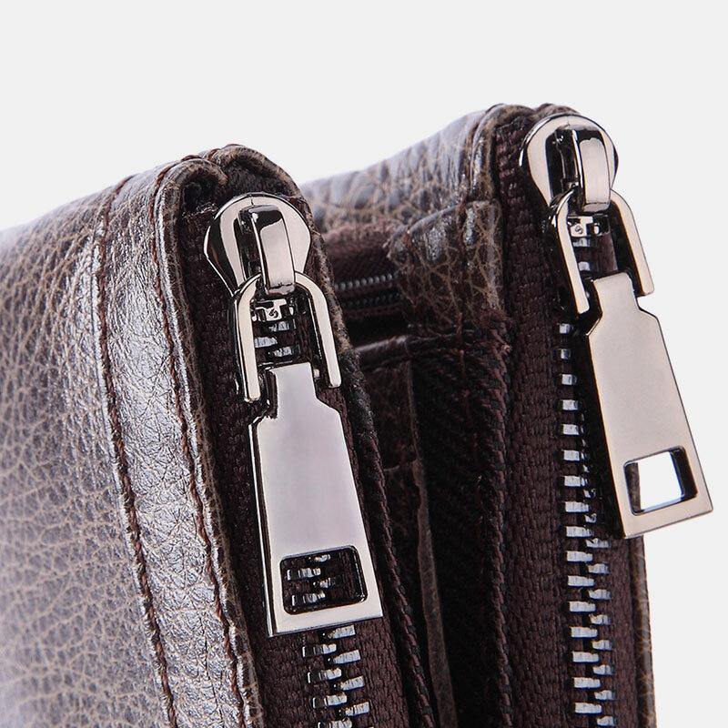 elvesmall Men Genuine Leather Cowhide RFID Blocking Anti-theft Retro Business Card Holder Wallet