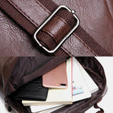 elvesmall Men Faux Leather Multi-pocket Waterproof Business Outdoor Wear-resistant 14 Inch Laptop Bag Backpack