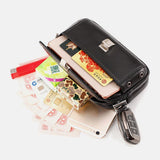 elvesmall Men Genuine Leather Retro Business 6.3 Inch Phone Bag Hanging Waist Bag With Belt Loop